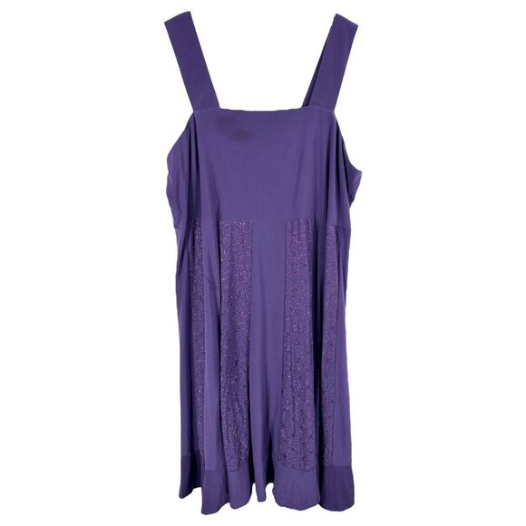 Maggie Barnes Plus‎ Size 18W Dress Purple Sparkly Midi Formal Sleeveless 1694 - Picture 1 of 9